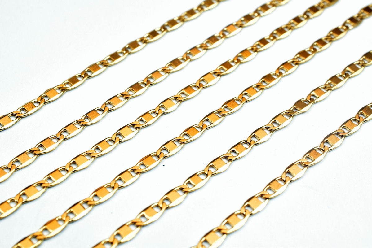 18K Gold Filled Alternative Anchor Chain Width 2mm - 32 Inch Long , Tarnish Resistant, Everyday Wear Jewelry