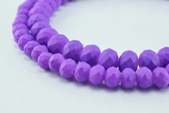 2 Strands Matte Glass Beads Donut Rondelle Faceted Jewelry Decoration Chandelier 4x6mm and 6x8mm. 2 Sizes Group 60 PCs ea...