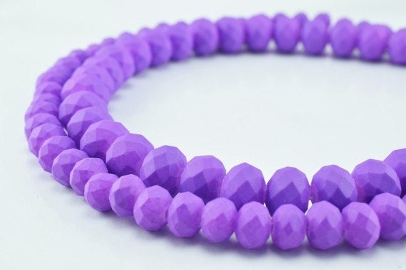 2 Strands Matte Glass Beads Donut Rondelle Faceted Jewelry Decoration Chandelier 4x6mm and 6x8mm. 2 Sizes Group 60 PCs ea...