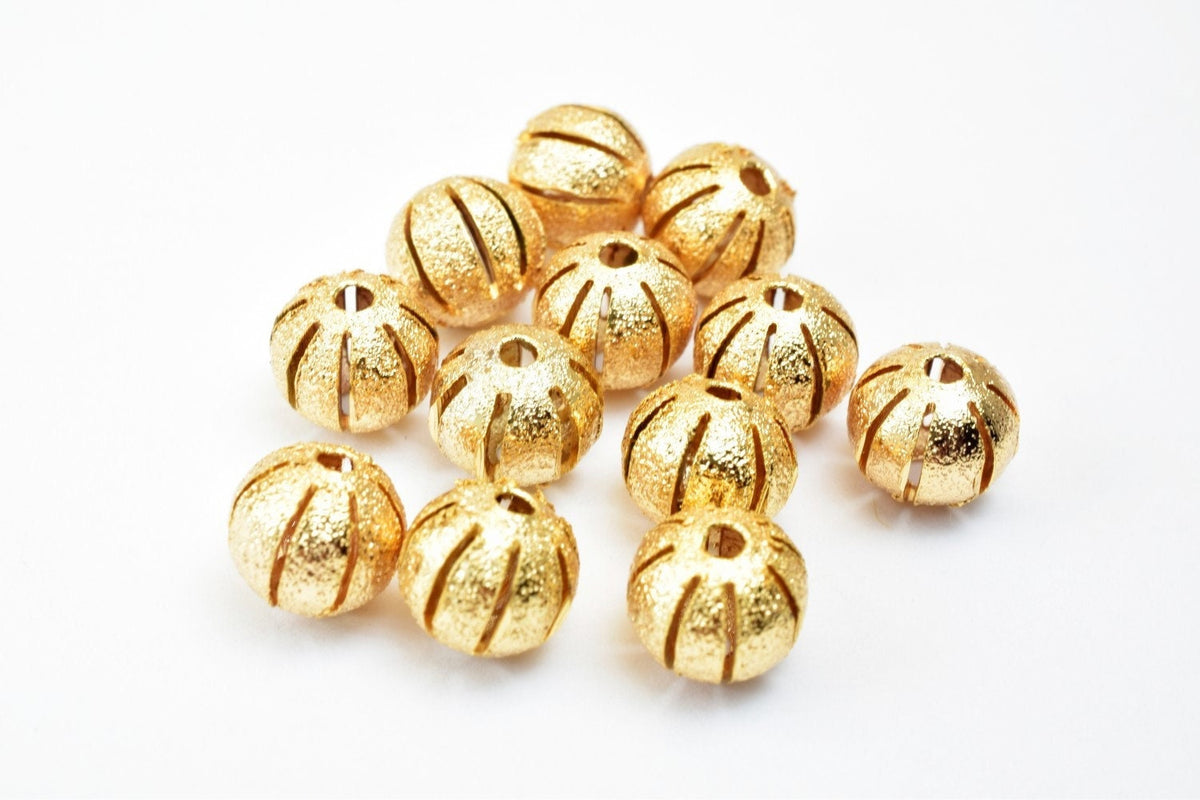 18K Gold Filled Alternative Diamond Cut Bead - Pinky Gold Tone, 8mm Round & 7x9mm Oval, Electroplated , Crafting Essentials