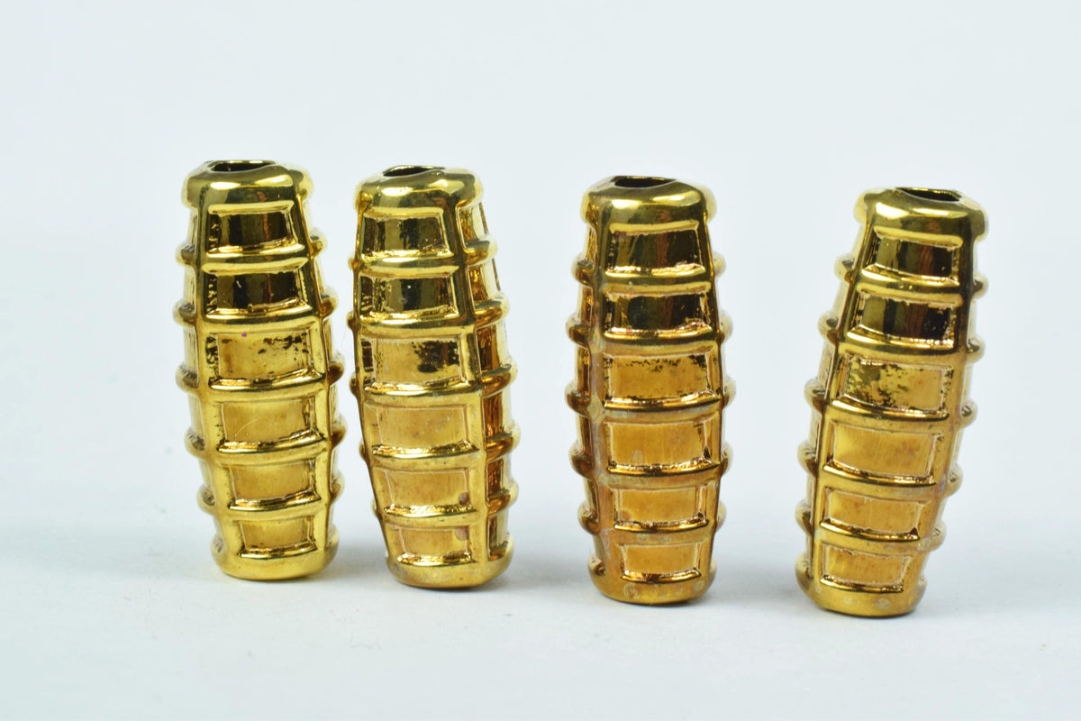 11x26mm Plastic Textured African Resin Tube Beads/Tube Plastic Textured Beading Tools/Textured Wholesale Beads/Antique Gol...