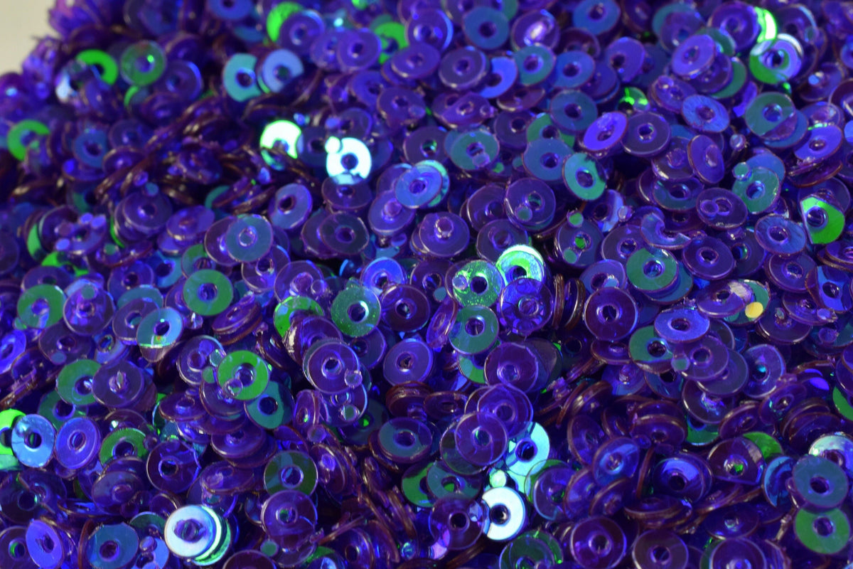 Blue Violet Sequins: Iridescent Round Sheen - 3/4/6mm Sizes, Lightweight Flat Sequins for Fashion and Costumes