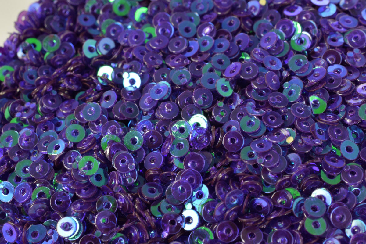 Blue Violet Sequins: Iridescent Round Sheen - 3/4/6mm Sizes, Lightweight Flat Sequins for Fashion and Costumes