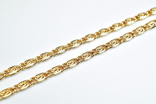 Pinky Gold Filled EP Chain 18KT Gold Filled Size 19.25" Inch Long 3mm Width 1mm Thickness For Jewelry Making Item #CG398 j...