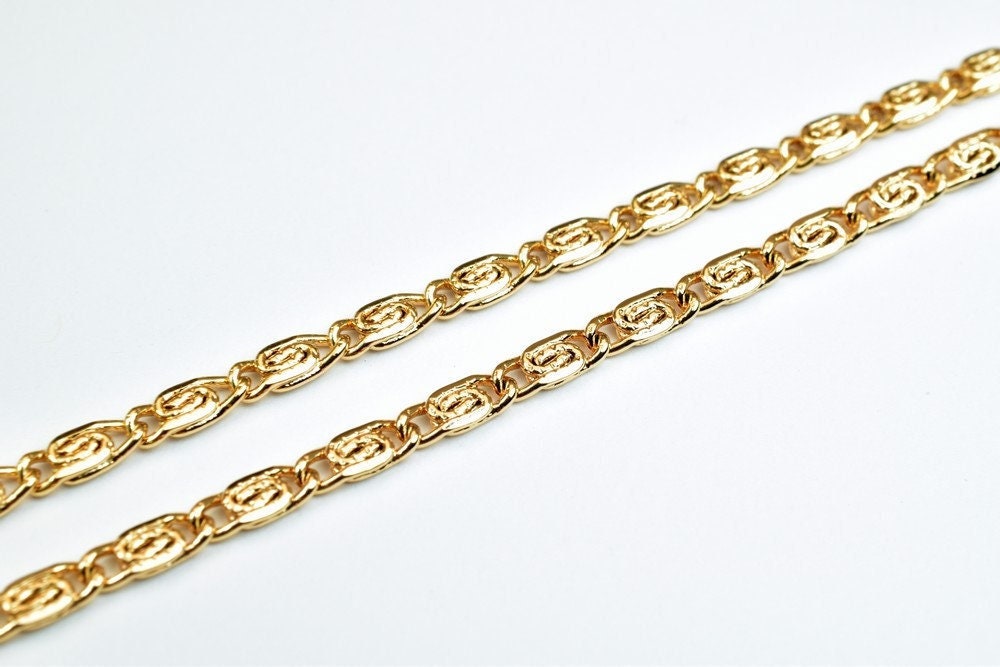 Pinky Gold Filled EP Chain 18KT Gold Filled Size 19.25" Inch Long 3mm Width 1mm Thickness For Jewelry Making Item #CG398 j...