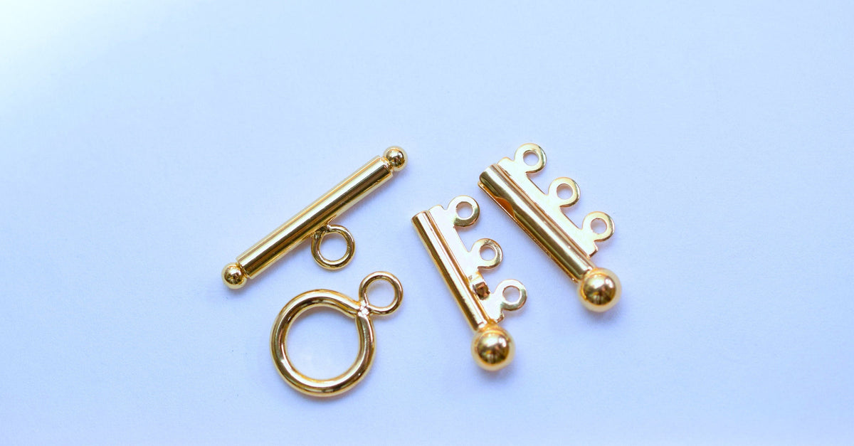Gold Filled Look, EP clasp 3 lines bar clasp 26x14mm/Toggle 12mm jewelry making supplies
