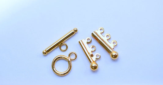 Gold Filled Look, EP clasp 3 lines bar clasp 26x14mm/Toggle 12mm jewelry making supplies
