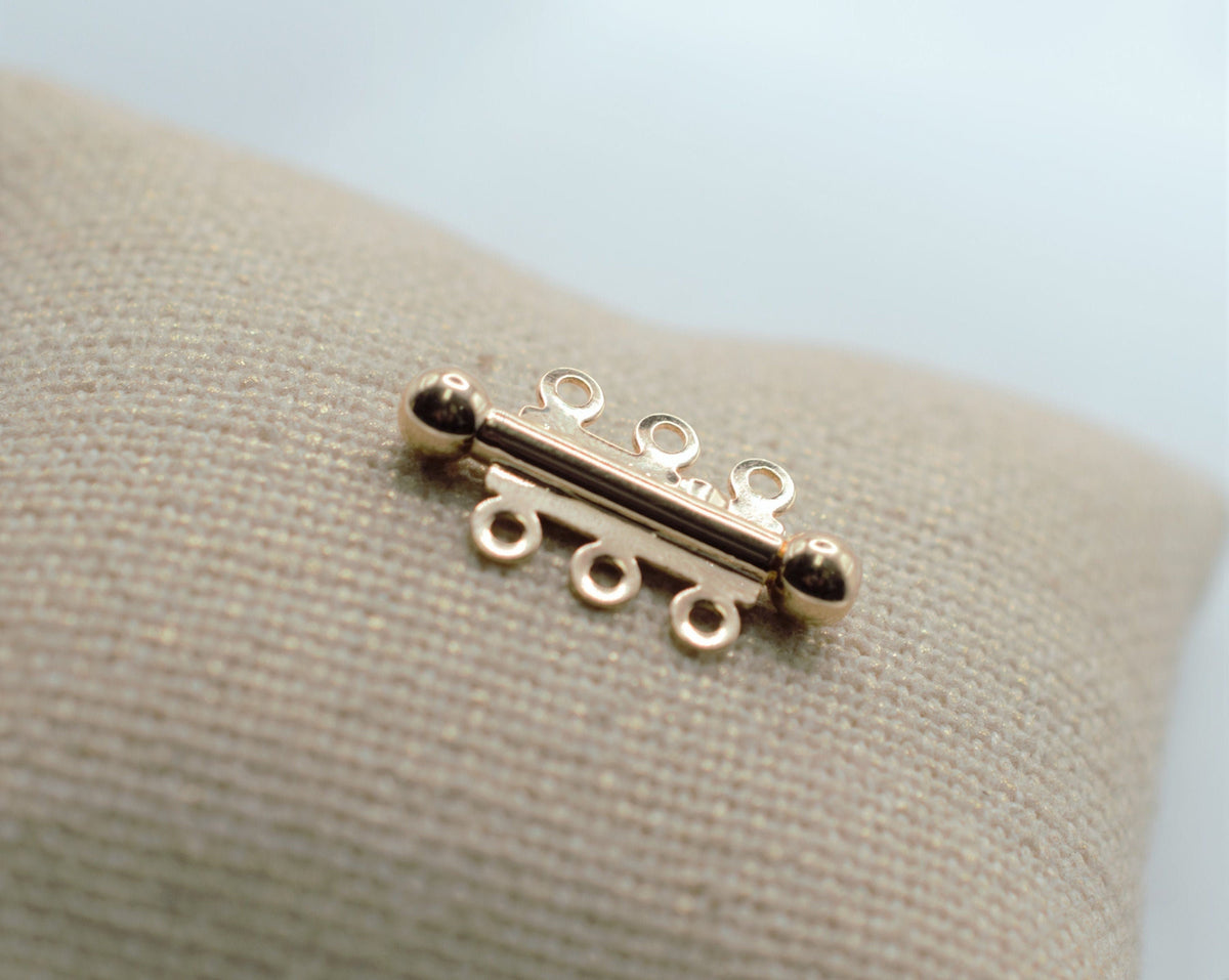 Gold Filled Look, EP clasp 3 lines bar clasp 26x14mm/Toggle 12mm jewelry making supplies - detail image 4