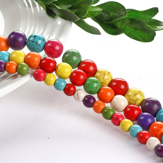 multi color howlite gemstone beads round beads 6 mm 8 mm 10 mm sizes strands beads natural healing stone chakra stones for...