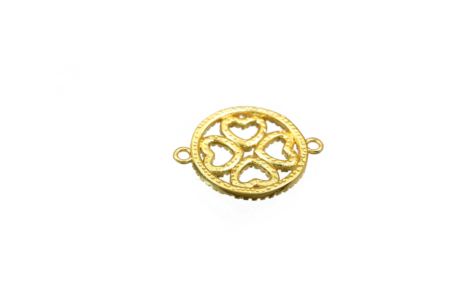 Flower Heart Rhinestone Connector 18K as Gold Filled* Size 25x24mm Micro Pave Beads Charm with Clear CZ Cubic Zirconia GFM...