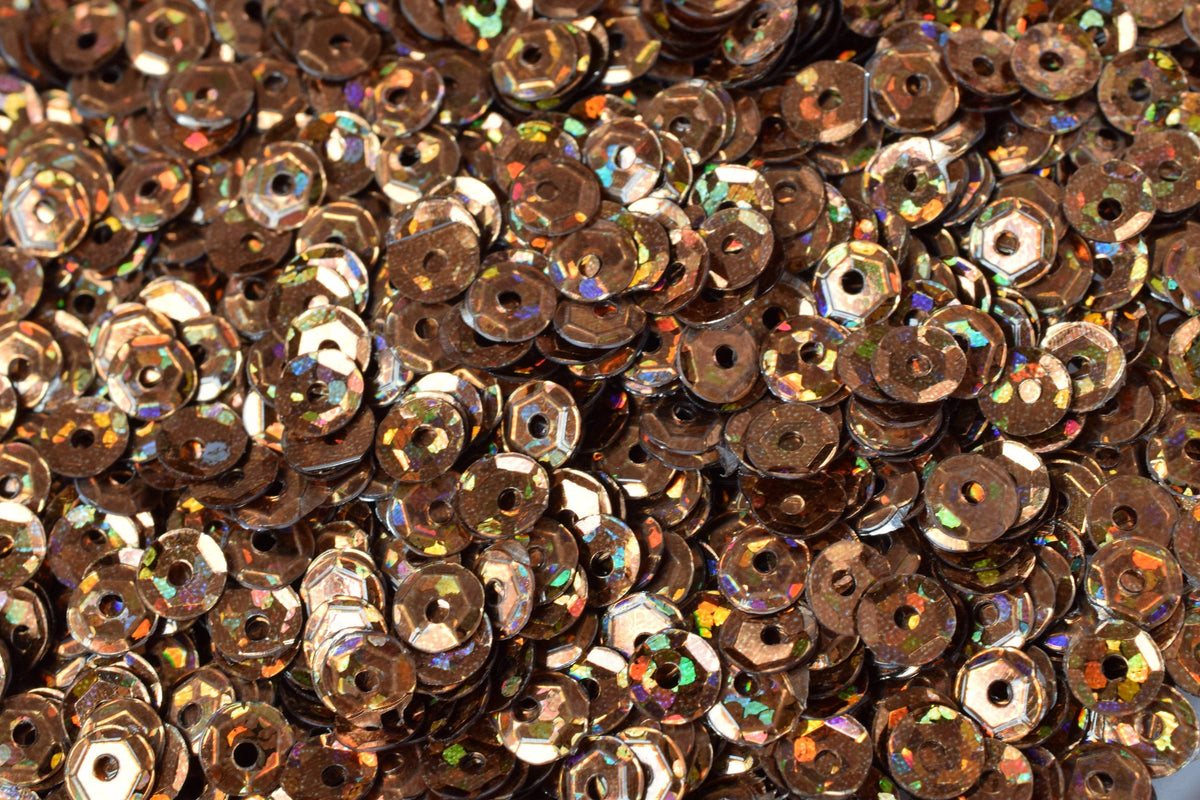 Copper Brown Bronze Multi Cup Iridescent Sequins - 4mm Faceted Round Paillettes - Loose Embellishments, Costume Design, Skating Trim