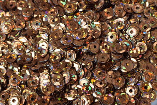 Copper Brown Bronze Multi Cup Iridescent Sequins - 4mm Faceted Round Paillettes - Loose Embellishments, Costume Design, Skating Trim