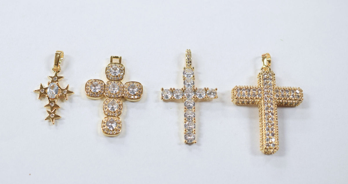 Gold Filled Alternative Round CZ Pave Cross Pendant - Tarnish Resistant, Durable Base, Elegant Gift For Her Jewelry