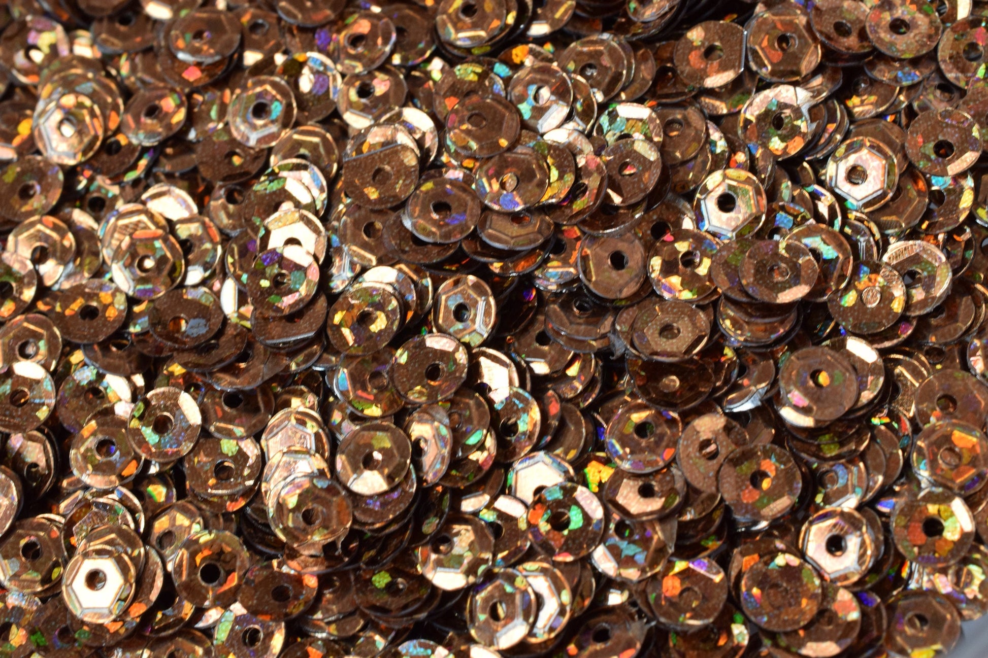 Copper Brown Bronze Multi Cup Iridescent Sequins - 4mm Faceted Round Paillettes - Loose Embellishments, Costume Design, Skating Trim