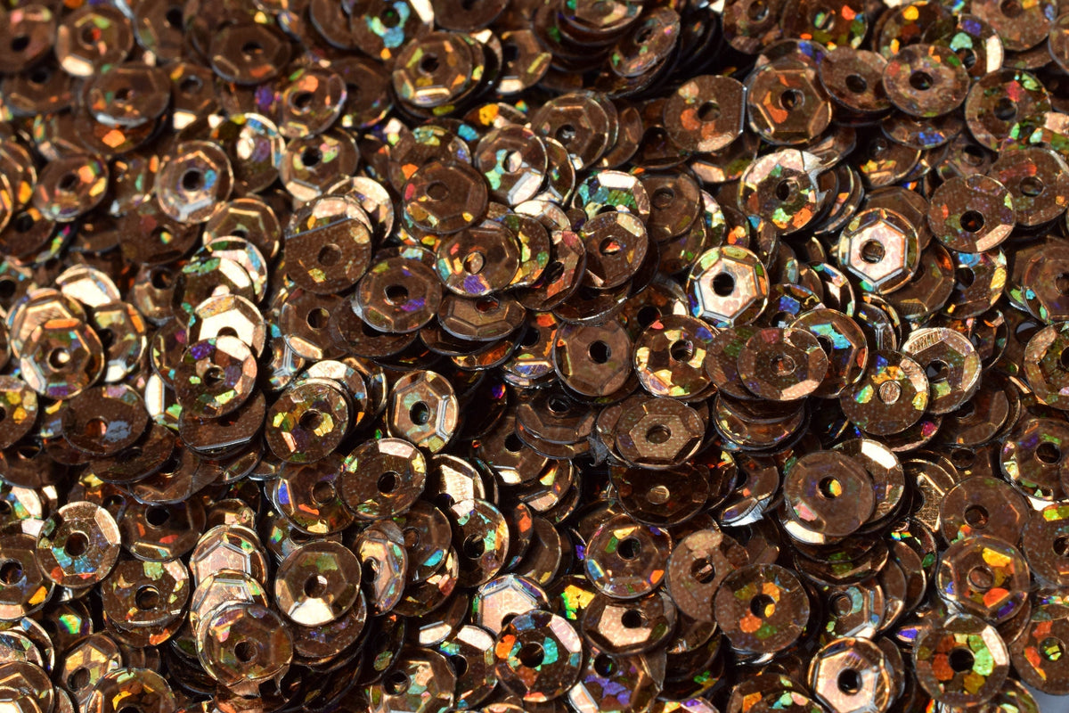 Copper Brown Bronze Multi Cup Iridescent Sequins - 4mm Faceted Round Paillettes - Loose Embellishments, Costume Design, Skating Trim