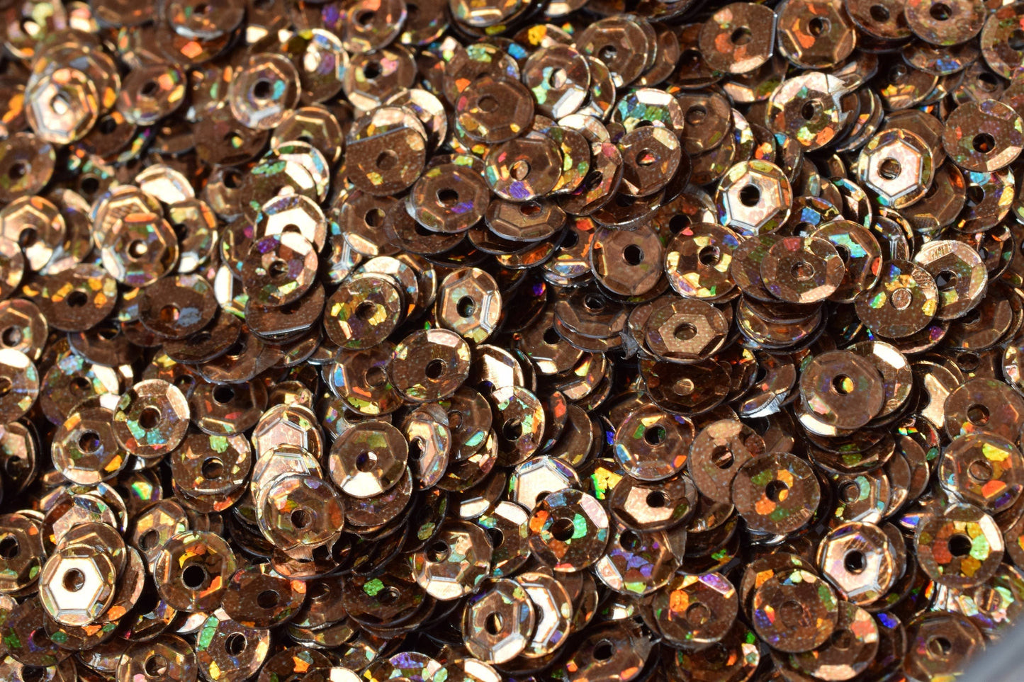 Copper Brown Bronze Multi Cup Iridescent Sequins - 4mm Faceted Round Paillettes - Loose Embellishments, Costume Design, Skating Trim