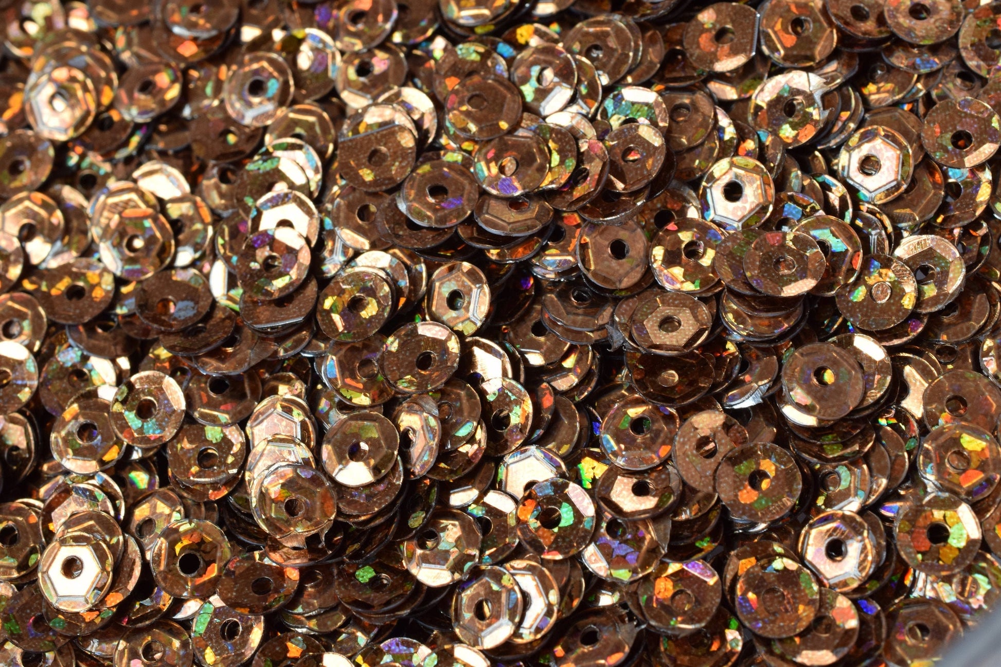 Copper Brown Bronze Multi Cup Iridescent Sequins - 4mm Faceted Round Paillettes - Loose Embellishments, Costume Design, Skating Trim