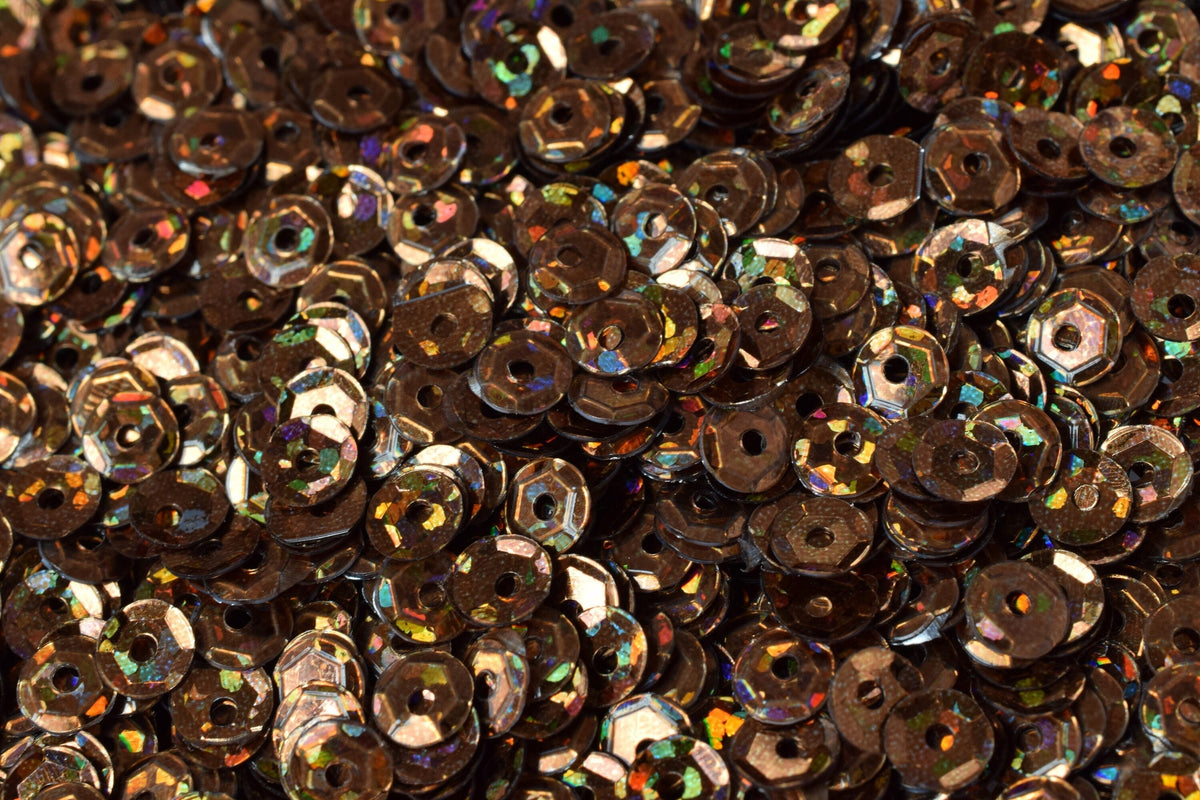 Copper Brown Bronze Multi Cup Iridescent Sequins - 4mm Faceted Round Paillettes - Loose Embellishments, Costume Design, Skating Trim