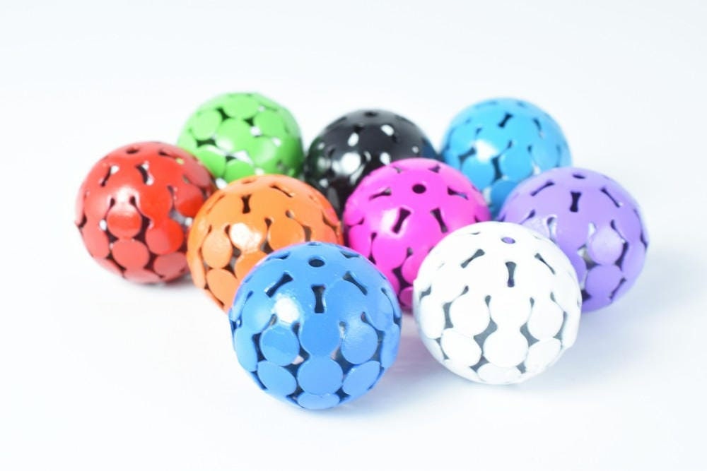 6 PCs Openwork Metal Round Ball Beads Basketball wives large hole Round Beads metal jewelry big hoop earring chunky bead j...