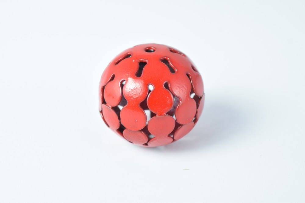 6 PCs Openwork Metal Round Ball Beads Basketball wives large hole Round Beads metal jewelry big hoop earring chunky bead j...