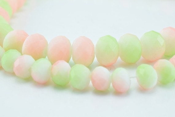 2 Strands Matte Glass Beads Donut Rondelle Faceted Jewelry Decoration Chandelier 4x6mm and 6x8mm. 2 Sizes Group 60 PCs ea...