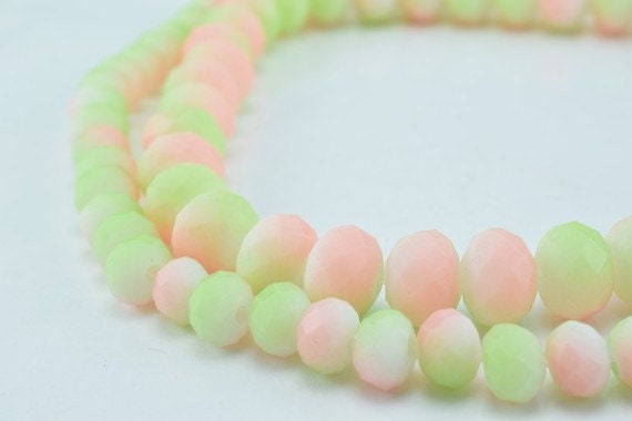 2 Strands Matte Glass Beads Donut Rondelle Faceted Jewelry Decoration Chandelier 4x6mm and 6x8mm. 2 Sizes Group 60 PCs ea...