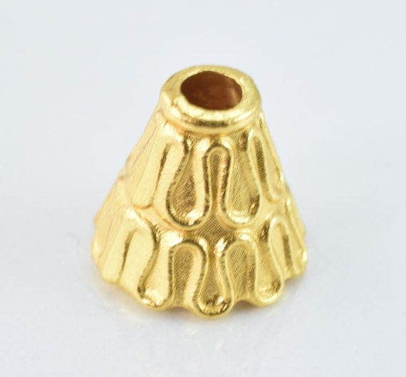 10x10mm Funnel Gold Plated Alloy Beads: Textured Metallic Finish, 20pcs Pack | 2mm Thickness, Jewelry Making Supplies