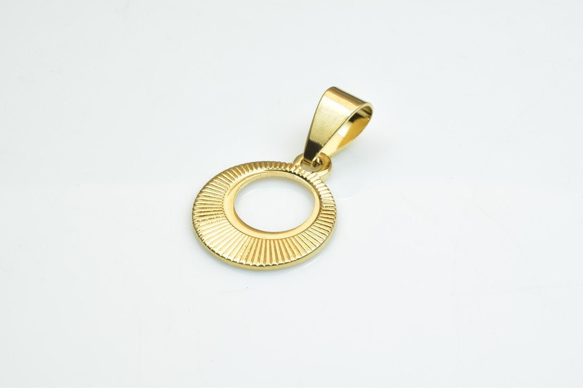18KGF Gold Filled* tarnish resistant Round Diamond Cut Pendant Size 16mm Thickness 1mm Diameter 8mm For Jewelry Making Ite...