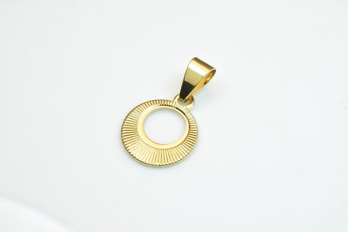 18KGF Gold Filled* tarnish resistant Round Diamond Cut Pendant Size 16mm Thickness 1mm Diameter 8mm For Jewelry Making Ite...