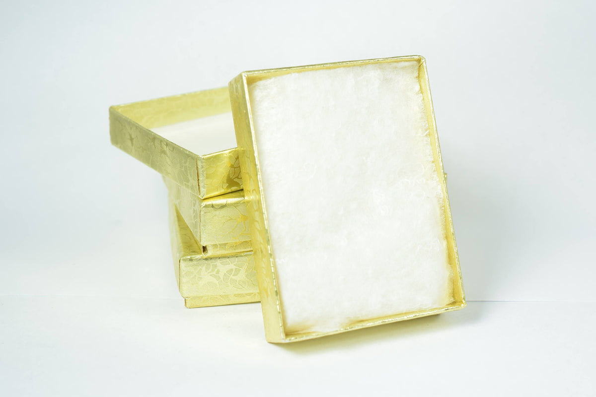 3 1/4 x 2 1/4  Jewelry Gift Boxes 12 Gold Foil Cotton Lined Retail Quality,Watch Bracelet Necklace Pearl Earrings Brooch S...
