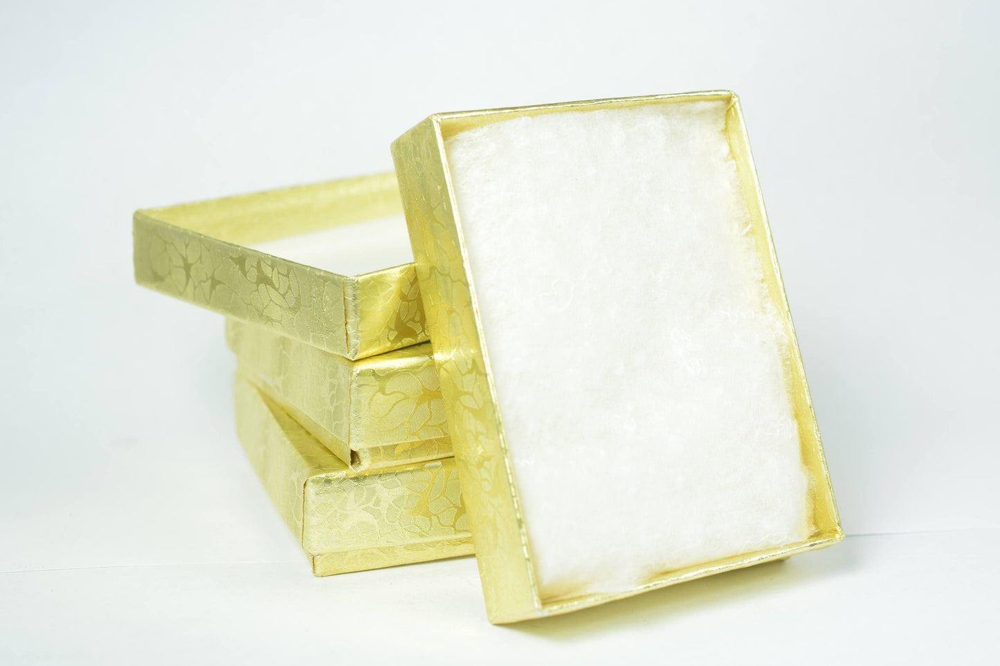 3 1/4 x 2 1/4  Jewelry Gift Boxes 12 Gold Foil Cotton Lined Retail Quality,Watch Bracelet Necklace Pearl Earrings Brooch S...