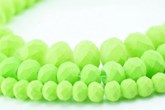 3 Strands Matte Glass Beads Donut Rondelle Faceted Jewelry Decoration Chandelier 3x4mm/4x6mm/6x8mm 3 Sizes Group 60 PCs ea...