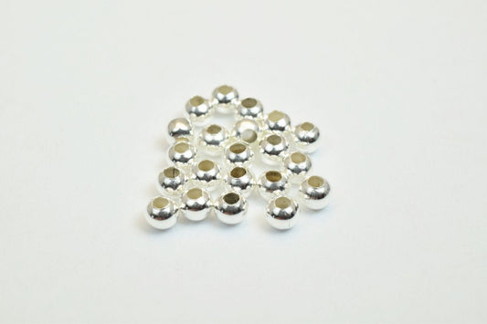 100 PCs Silver Plated Plain Round Beads 3mm Hole Size 1mm Item# 210001200082 jewelry making supplies