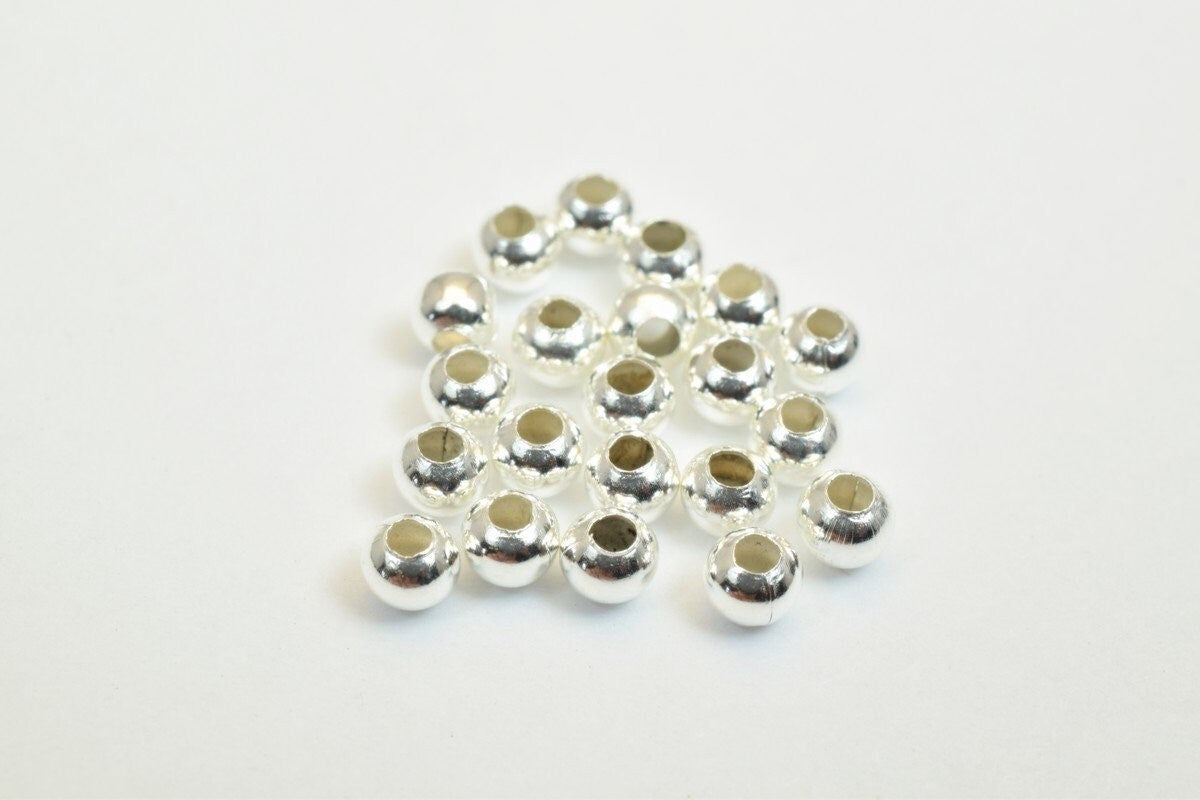 100 PCs Silver Plated Plain Round Beads 3mm Hole Size 1mm Item# 210001200082 jewelry making supplies - detail image 2