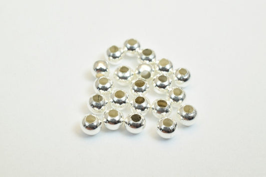100 PCs Silver Plated Plain Round Beads 3mm Hole Size 1mm Item# 210001200082 jewelry making supplies - detail image 2