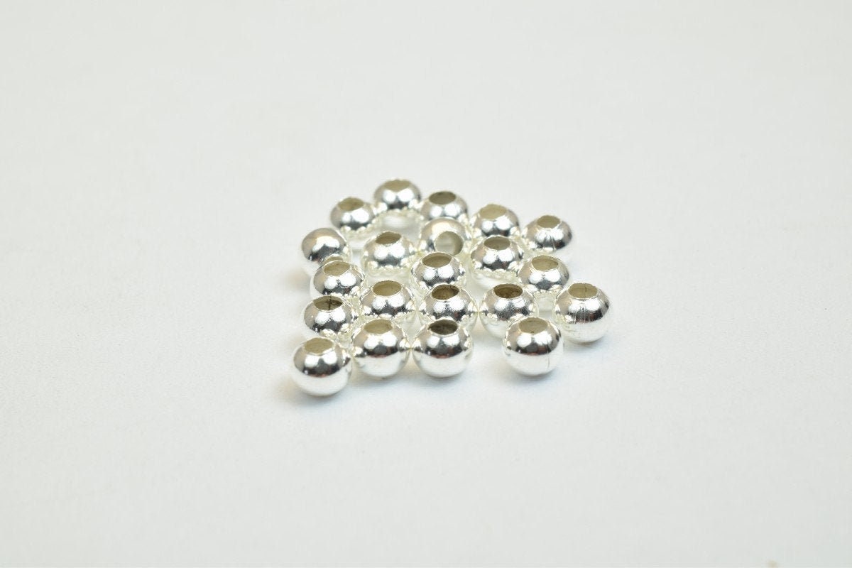100 PCs Silver Plated Plain Round Beads 3mm Hole Size 1mm Item# 210001200082 jewelry making supplies - detail image 3
