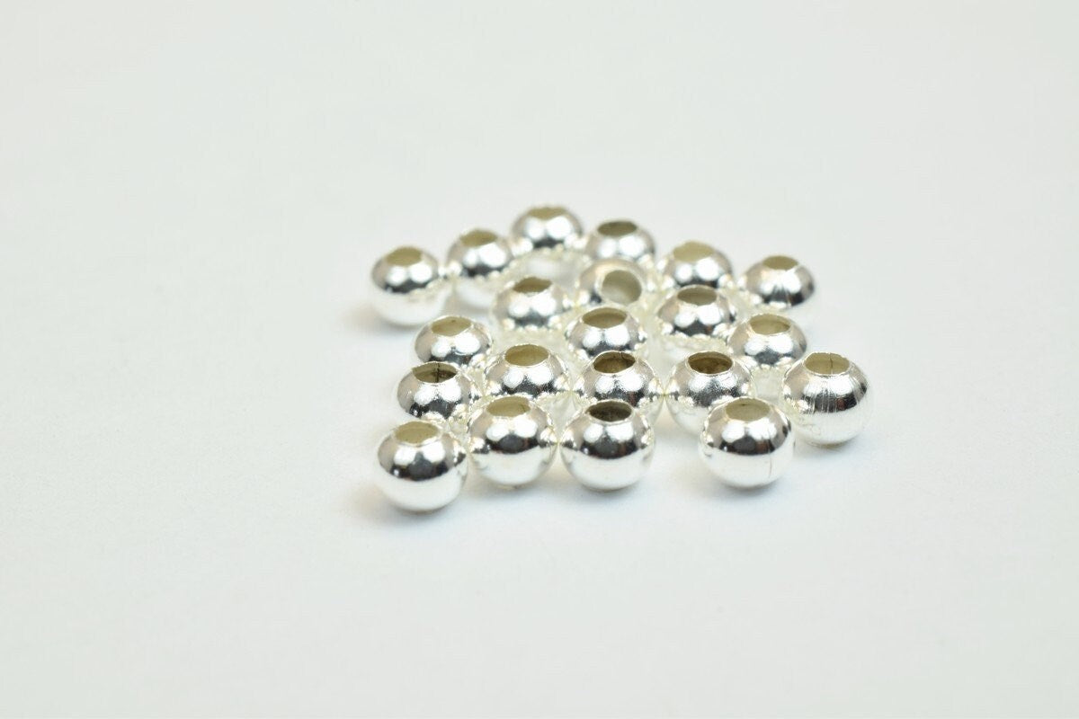 100 PCs Silver Plated Plain Round Beads 3mm Hole Size 1mm Item# 210001200082 jewelry making supplies - detail image 4