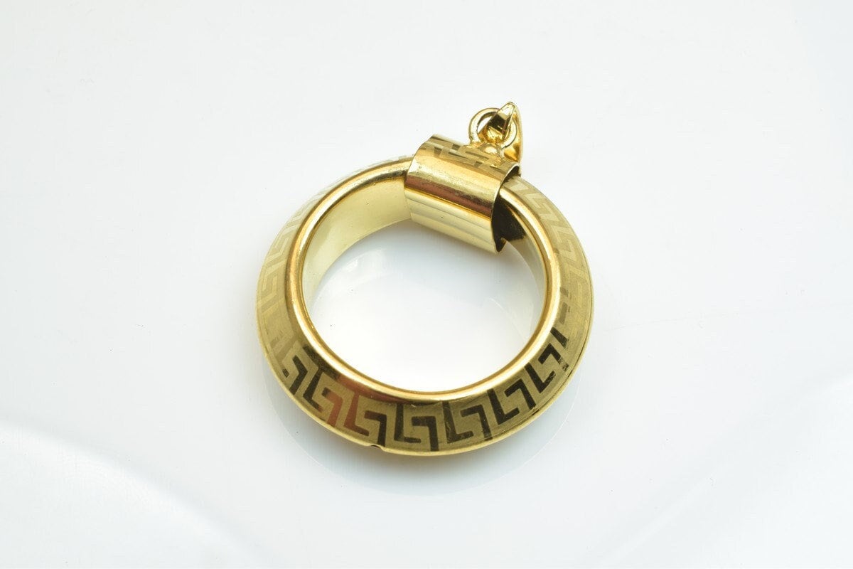 18KGF as as Gold Filled* tarnish resistant Round Diamond Cut Pendant Size 34mm Thickness 8.5mm Diameter 24mm For Jewelry M...