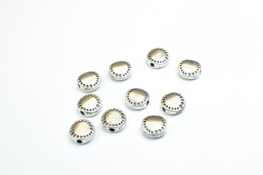 Alloy Charm Beads Round Diamond Cut Spacers: 8mm Hole Size, Base Metal Alloy - Connector Beads for Bracelets, DIY Jewelry Components