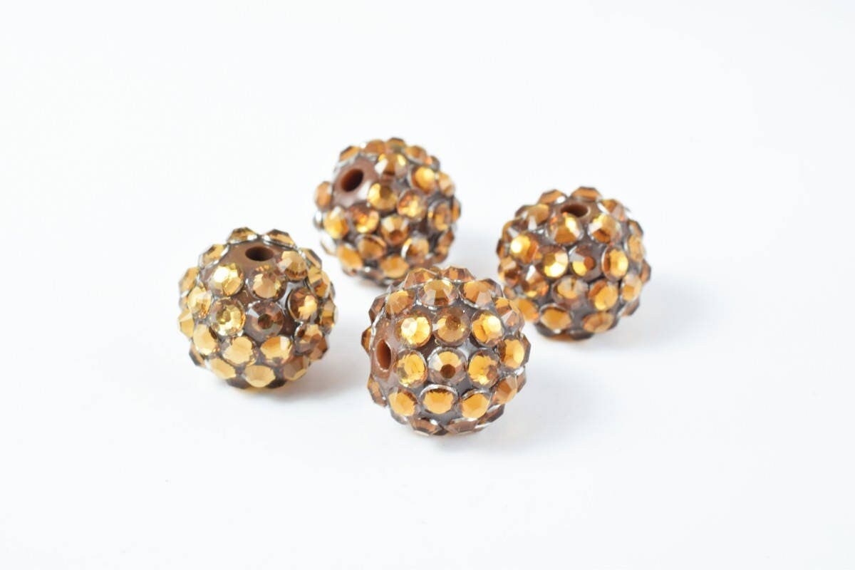 14mm Rhinestone Resin Beads, Shamballa, Round Ball Beads, for Macrame Bracelet, Basketball wives Earring 6 Colors set of 1...