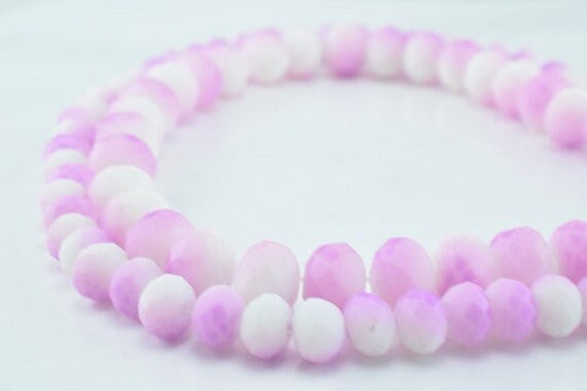 2 Strands Matte Glass Beads Donut Rondelle Faceted for Jewelry Decoration Chandelier 4x6mm, 6x8mm. 2 Sizes Group 60 PCs ea...