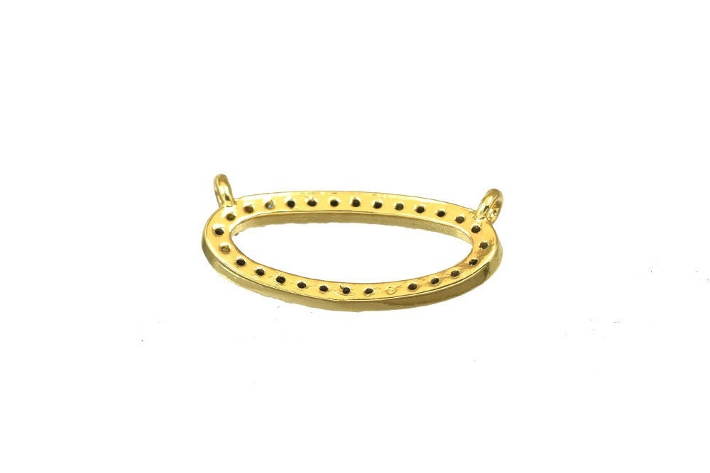 18K Gold Filled Alternative Oval Rhinestone Connector: EP Micro Pave Bead with Clear CZ (Durable Finish, 17x8mm, Base)