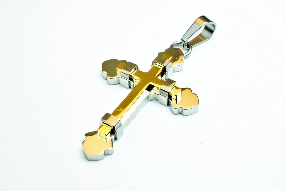 18K Gold Filled Cross Religious Pendants Stainless Steel Size 48x33mm Christian Religious, First Communion Baby Baptism Fo...