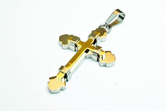 18K Gold Filled Cross Religious Pendants Stainless Steel Size 48x33mm Christian Religious, First Communion Baby Baptism Fo...