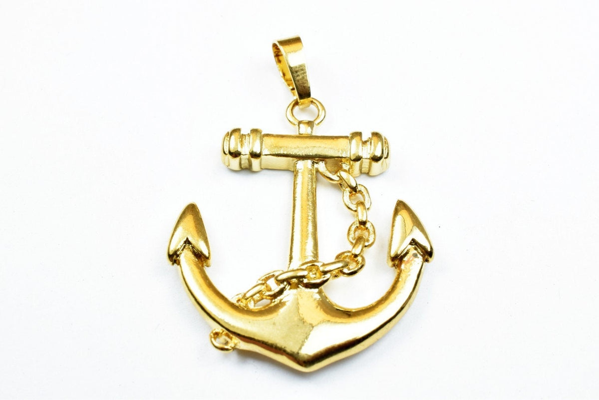 18K Gold Filled Look, tarnish resistant Anchor Pendant Charm Size 34.5x29m For Jewelry Making  GP137 jewelry making suppli...