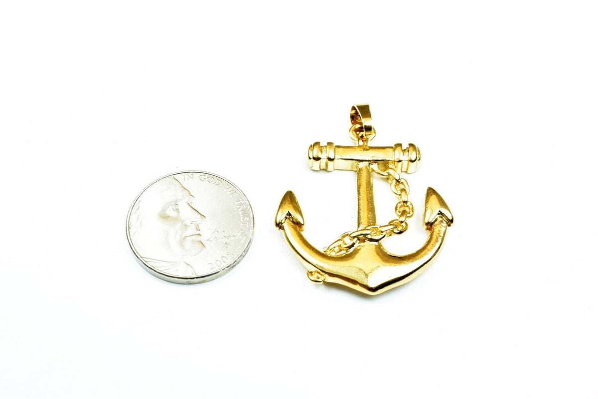 18K Gold Filled Look, tarnish resistant Anchor Pendant Charm Size 34.5x29m For Jewelry Making  GP137 jewelry making suppli...