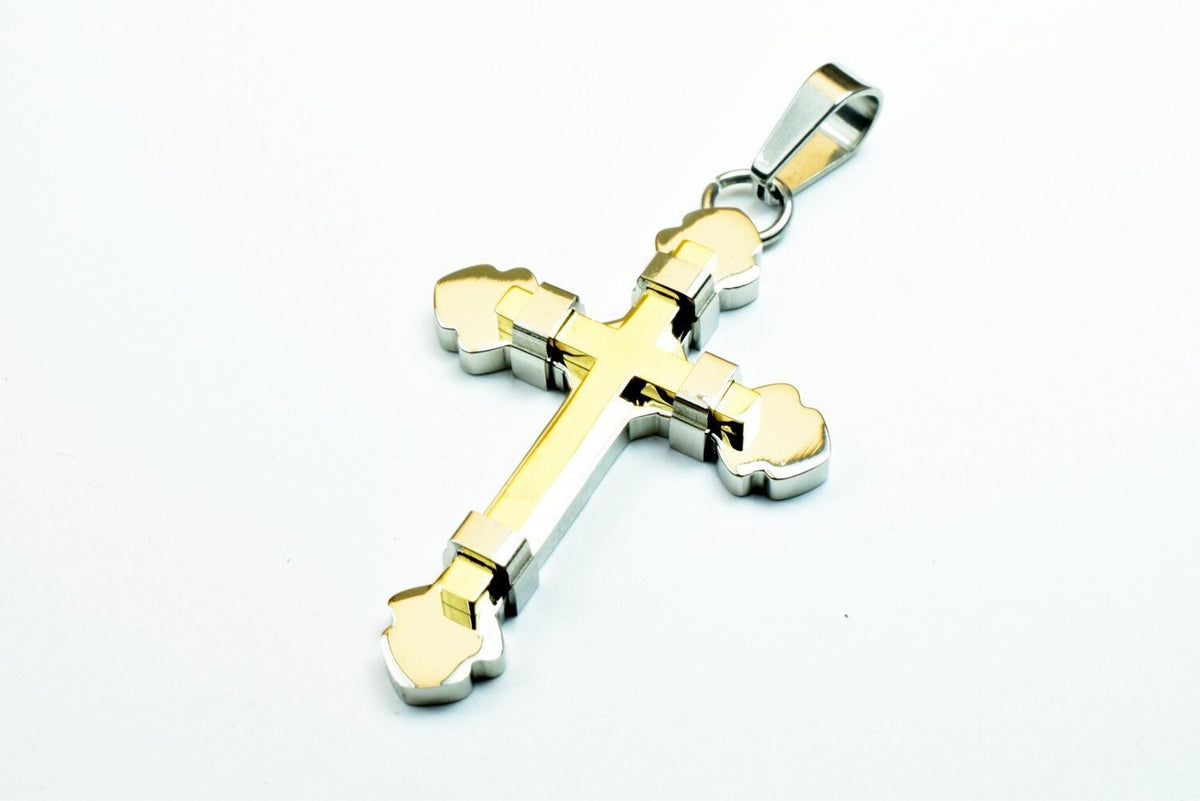 18K Gold Filled Cross Religious Pendants Stainless Steel Size 48x33mm Christian Religious, First Communion Baby Baptism Fo...