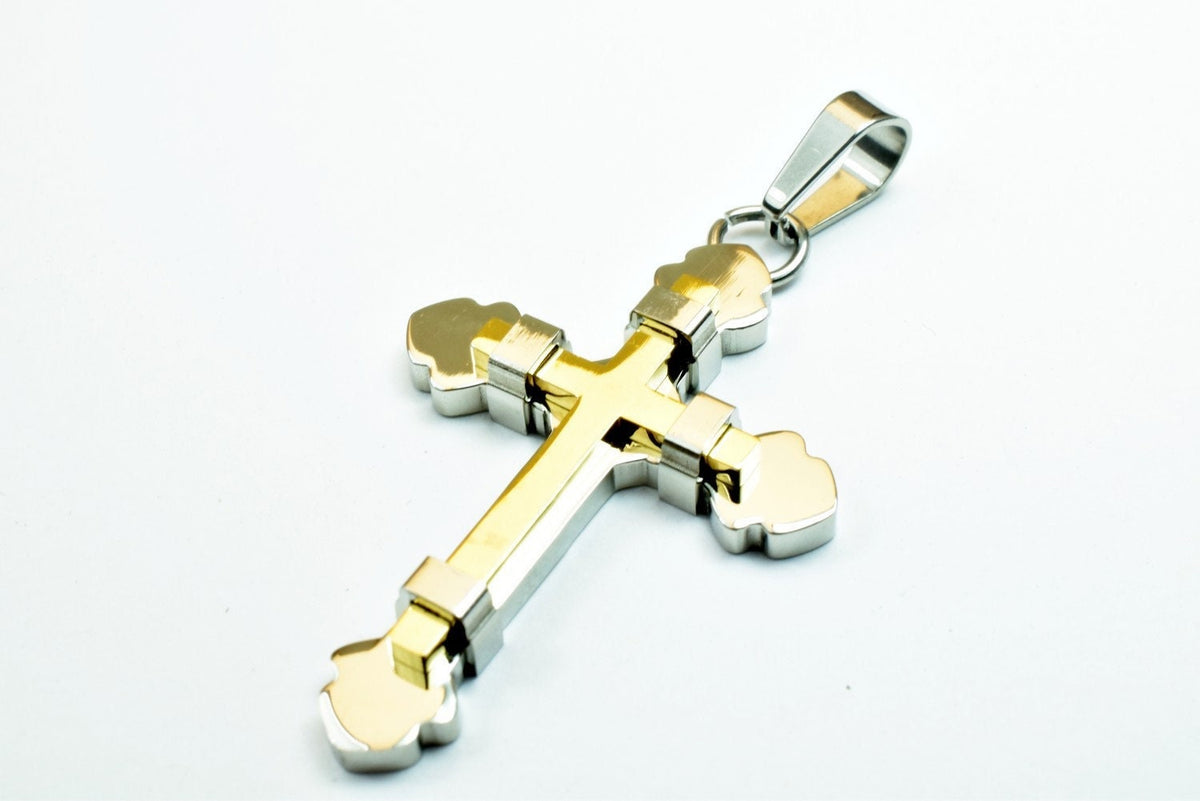18K Gold Filled Cross Religious Pendants Stainless Steel Size 48x33mm Christian Religious, First Communion Baby Baptism Fo...