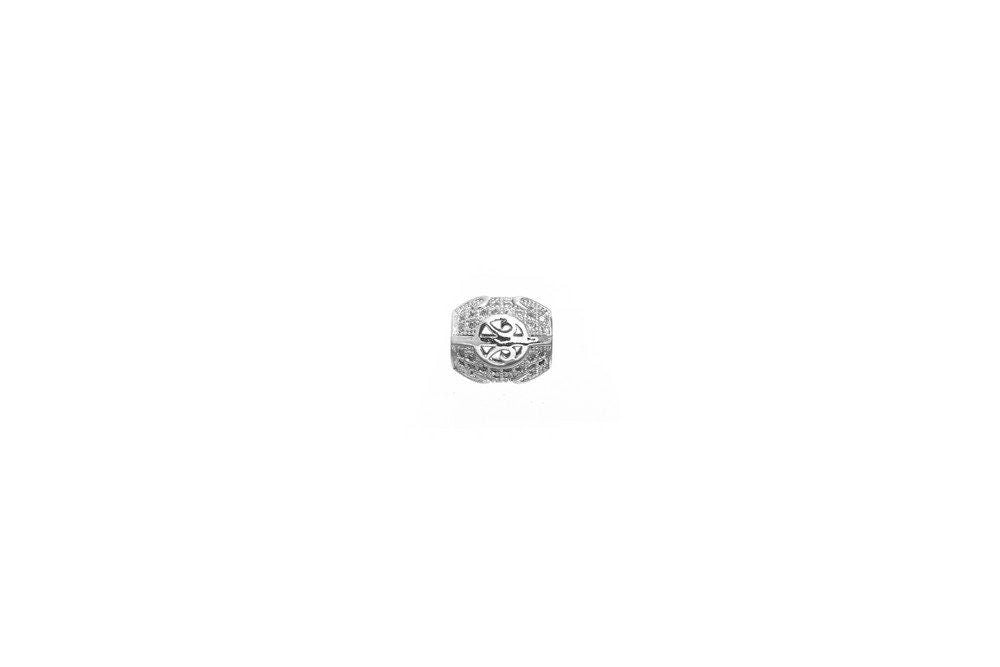 Oval Micro Pave Rhodium Plated Bead With Cubic Zirconia jewelry making supplies - detail image 5