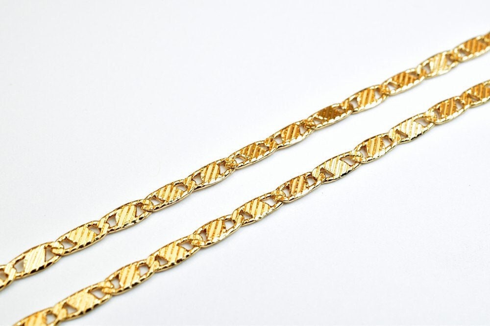 18K Pinky Gold Filled Alternative Chain: Durable , Light Pink (17.3" Long, 2.5mm Wide, Jewelry Making)